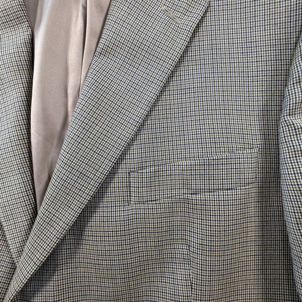 Brooks Brothers Mens 46R Blazer Made in Italy Worsted Wool Check Tan Sport Coat - Picture 14 of 16